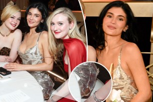 Kylie Jenner split image from the Golden Globes 2025.
