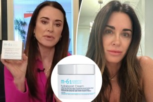 Kyle Richards with an inset of M-61 face cream