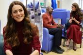 Kate Middleton visiting patients at the Royal Marsden Hospital in London on Jan. 14.
