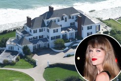 Taylor Swift's Rhode Island home with an inset of Taylor Swift.