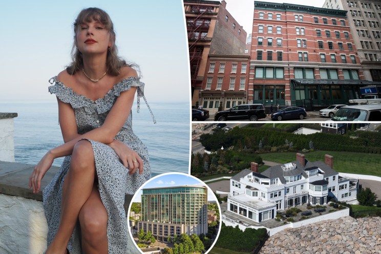 Taylor Swift split with her homes in Tribeca, Rhode Island and Nashville.