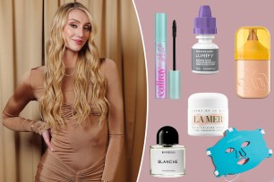 Cam Brink with insets of beauty products