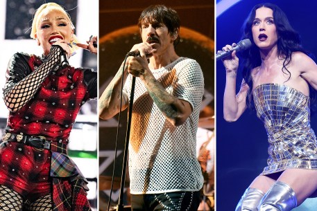 A photo of Gwen Stefani, Red Hot Chili Peppers and Katy Perry