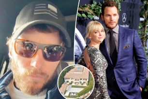 Chris Pratt split with him and Anna Faris with an inset of his home.