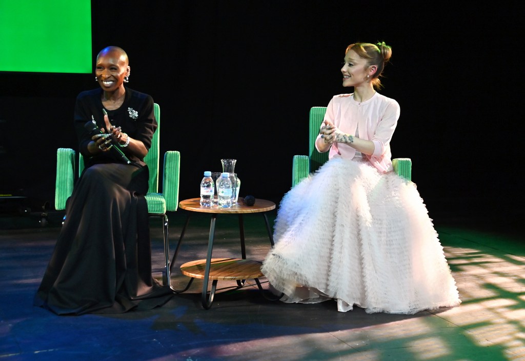 "Wicked" co-stars Cynthia Erivo and Ariana Grande attend a special In Conversation with Ariana Grande and Cynthia Erivo at the National Youth Theatre in London.