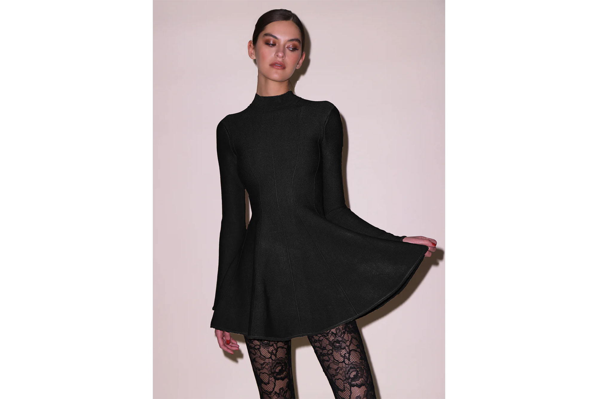 Fleur du Mal Long Sleeve Flared Corset Dress