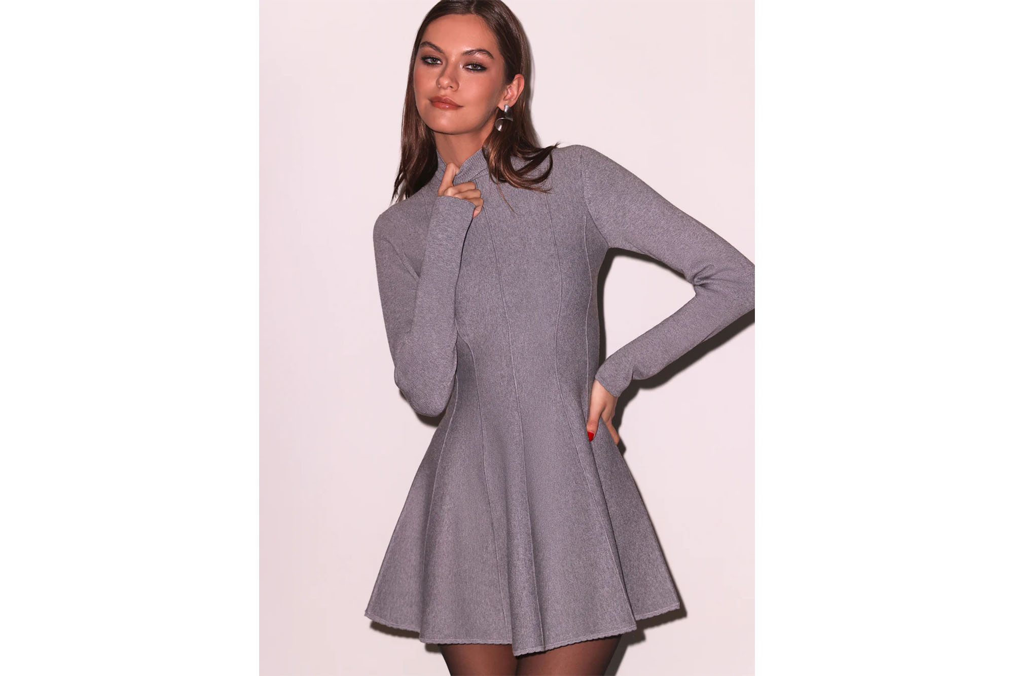 Fleur du Mal Long Sleeve Flared Corset Dress