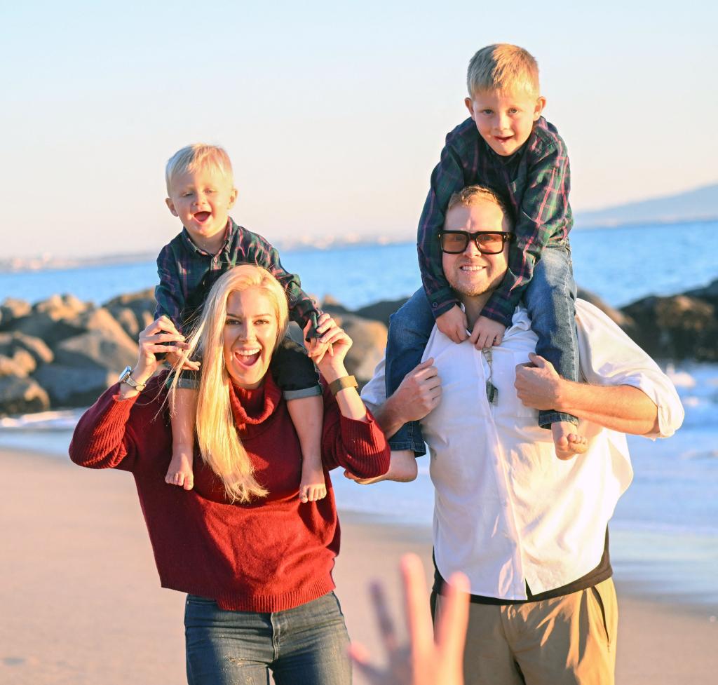 Heidi Montag and Spencer Pratt smile with their kids.