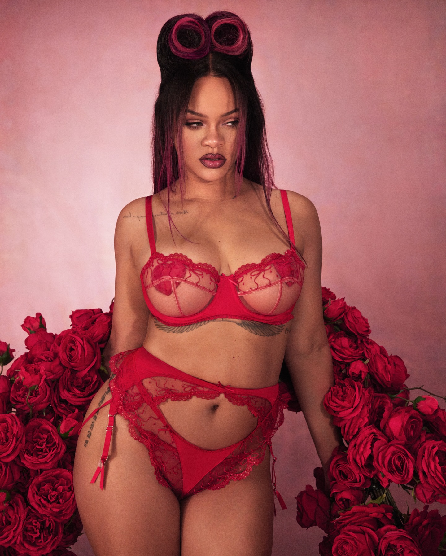 Rihanna wearing Savage x Fenty lingerie