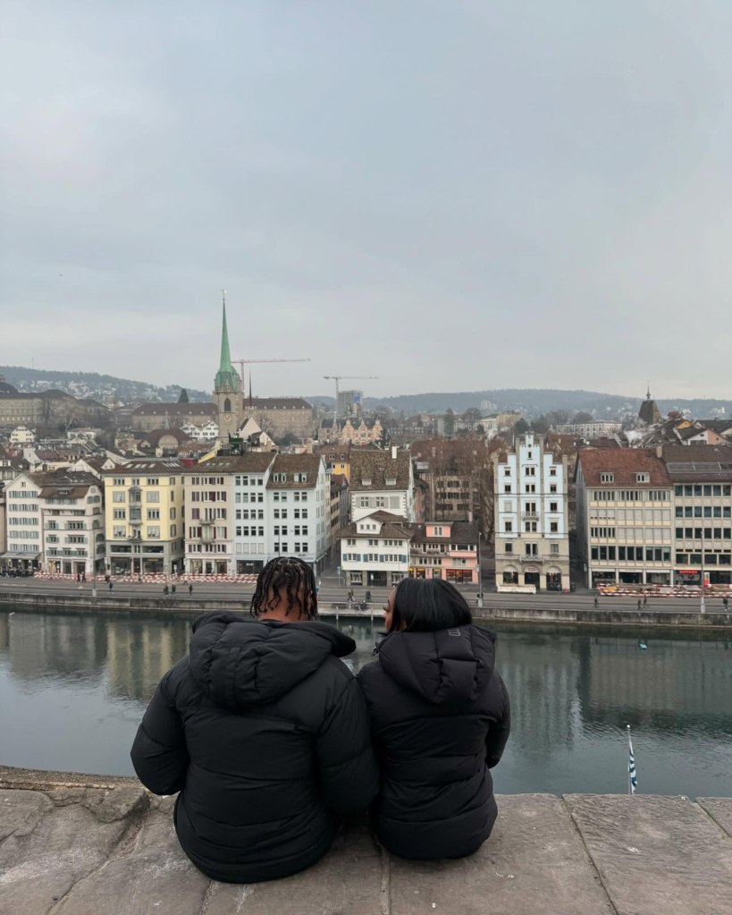 Simone Biles and Jonathan Owens take in the views in Switzerland.